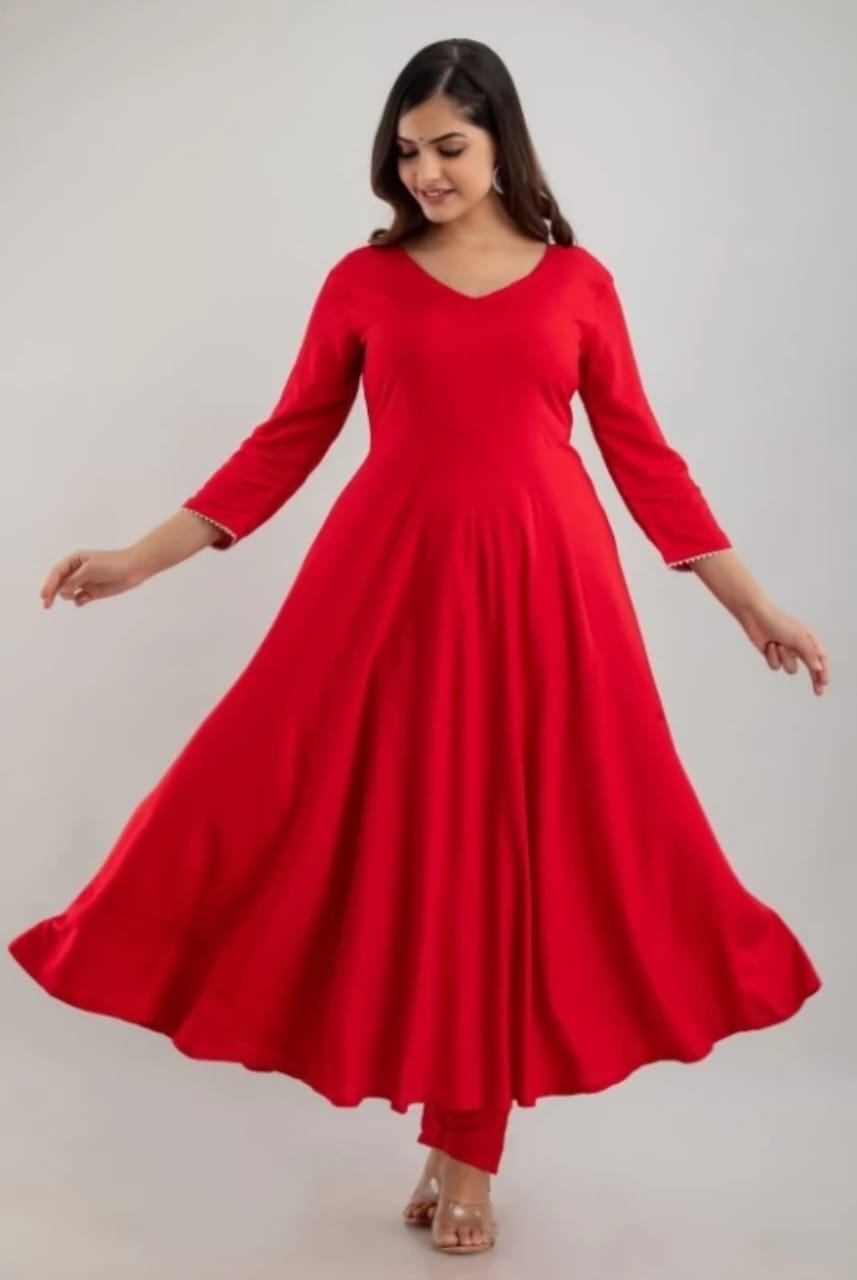 Women's Rayon Anarkali Kurta - Calf-Length